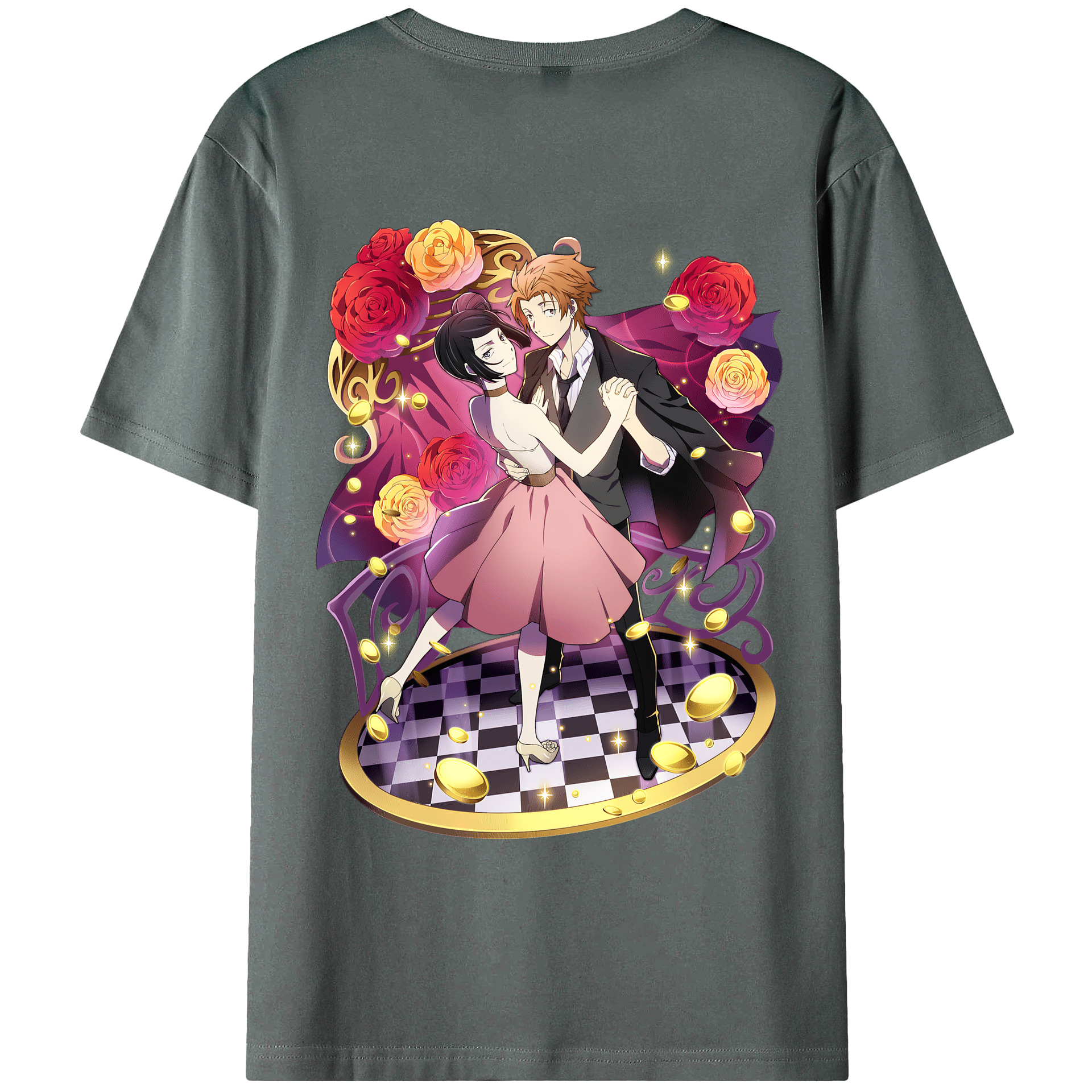 （画像用） 文豪ストレイドッグス Bungo Stray Dogs 綿100％ メンズ半袖Tシャツ（バックプリント） 通気性